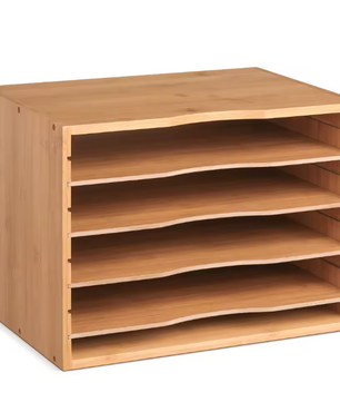Bamboe Documenten Organizer – 5-Laags Brievenbak en amp; Kantoorordner – 36x25x26 cm