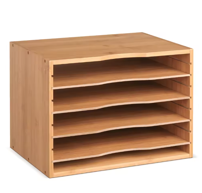 Bamboe Documenten Organizer – 5-Laags Brievenbak en amp; Kantoorordner – 36x25x26 cm