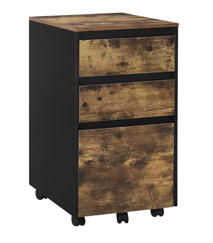 Mobiele Archiefkast met 3 Laden – Houten Kantoor Rolcontainer met Wielen – 40x70x40 cm – Industrieel Design