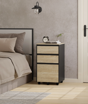 Mobiele Archiefkast met 3 Laden – Houten Kantoor Rolcontainer met Wielen – 40x70x40 cm – Industrieel Design