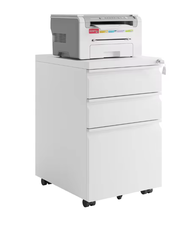 Verrijdbare Archiefkast met 3 Laden – Afsluitbare Rolcontainer met Wielen – 39x62x46 cm – Metalen Kantoorkast