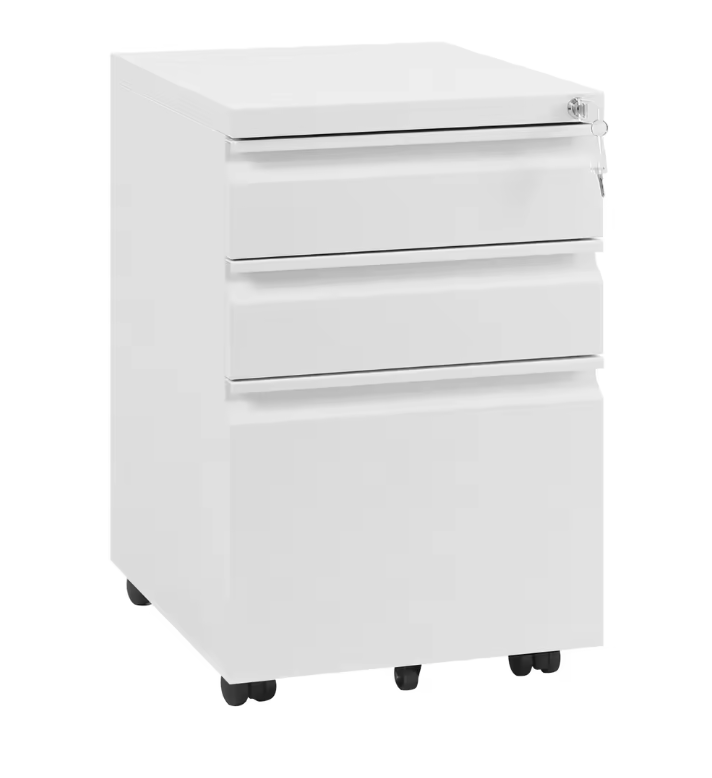 Verrijdbare Archiefkast met 3 Laden – Afsluitbare Rolcontainer met Wielen – 39x62x46 cm – Metalen Kantoorkast