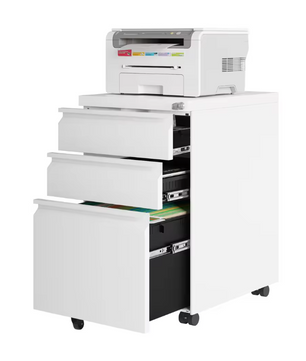 Verrijdbare Archiefkast met 3 Laden – Afsluitbare Rolcontainer met Wielen – 39x62x46 cm – Metalen Kantoorkast