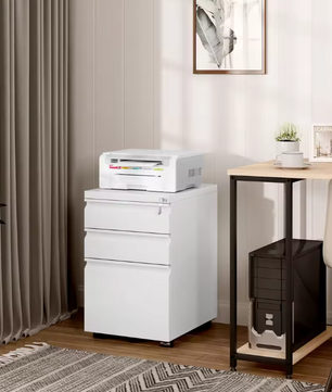 Verrijdbare Archiefkast met 3 Laden – Afsluitbare Rolcontainer met Wielen – 39x62x46 cm – Metalen Kantoorkast