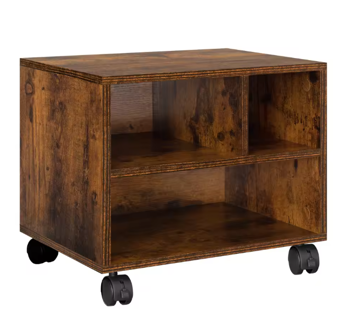 Mobiele Printerstandaard met Wielen – Meerlaagse Kantoor Organizer – 40x35x30 cm – Houten Archiefkast met Opslagvakken