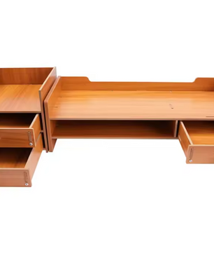 Houten Bureau-Organizer met Laden – Monitorstandaard en amp; Opbergrek voor Kantoorbenodigdheden