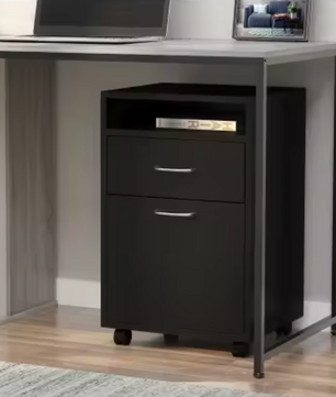 Archiefkast met Wielen – Zwarte Rolcontainer met Lade en Kast, 40×35×60 cm, Ruimtebesparende Kantooropberger