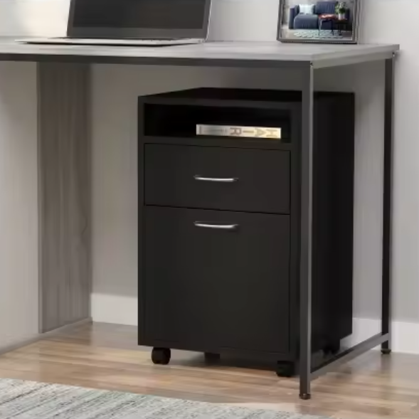 Archiefkast met Wielen – Zwarte Rolcontainer met Lade en Kast, 40×35×60 cm, Ruimtebesparende Kantooropberger