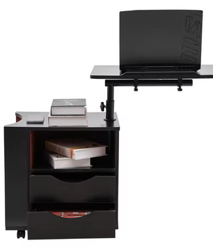 Draaibaar Nachtkastje met 2 Laden – Verstelbare Boekenplank met 3 Niveaus, Functionele Opbergkast voor Slaapkamer en Kantoor