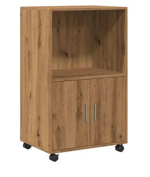 Rolkast van Ambachtelijk Eiken – 3-Ladekast op Wielen 55x40x91 cm