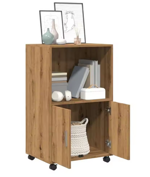 Rolkast van Ambachtelijk Eiken – 3-Ladekast op Wielen 55x40x91 cm