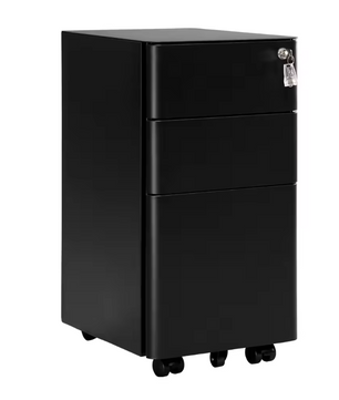 Afsluitbare Metalen Rolcontainer – 3 Laden, 5 Wielen, Archiefkast voor Kantoor 60x45x30 cm