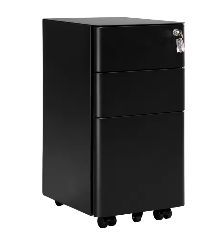 Afsluitbare Metalen Rolcontainer – 3 Laden, 5 Wielen, Archiefkast voor Kantoor 60x45x30 cm