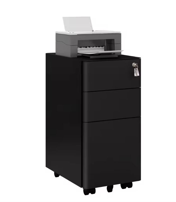 Afsluitbare Metalen Rolcontainer – 3 Laden, 5 Wielen, Archiefkast voor Kantoor 60x45x30 cm