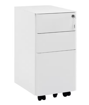 Afsluitbare Metalen Rolcontainer – 3 Laden, 5 Wielen, Archiefkast voor Kantoor 60x45x30 cm