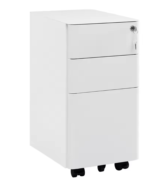 Afsluitbare Metalen Rolcontainer – 3 Laden, 5 Wielen, Archiefkast voor Kantoor 60x45x30 cm