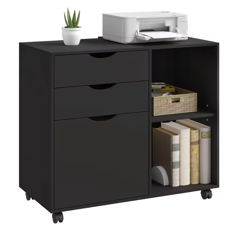 Mobiele Archiefkast met 3 Laden – Verrijdbare Kantoorkast met Ophangmap en Verstelbare Plank
