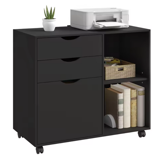 Mobiele Archiefkast met 3 Laden – Verrijdbare Kantoorkast met Ophangmap en Verstelbare Plank
