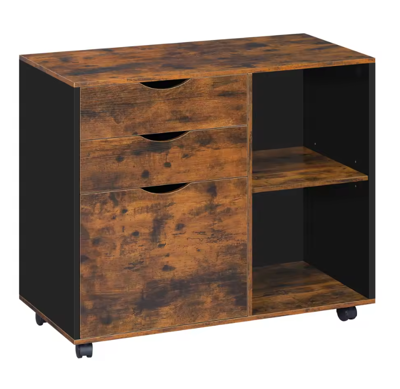 Mobiele Archiefkast met 3 Laden – Verrijdbare Kantoorkast met Ophangmap en Verstelbare Plank