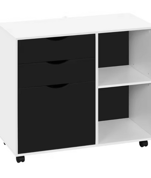 Mobiele Archiefkast met 3 Laden – Verrijdbare Kantoorkast met Ophangmap en Verstelbare Plank