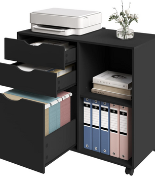 Mobiele Archiefkast met 3 Laden – Verrijdbare Kantoorkast met Ophangmap en Verstelbare Plank