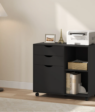 Mobiele Archiefkast met 3 Laden – Verrijdbare Kantoorkast met Ophangmap en Verstelbare Plank