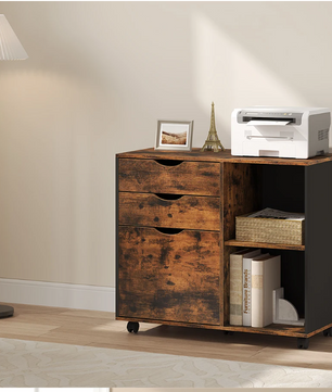 Mobiele Archiefkast met 3 Laden – Verrijdbare Kantoorkast met Ophangmap en Verstelbare Plank