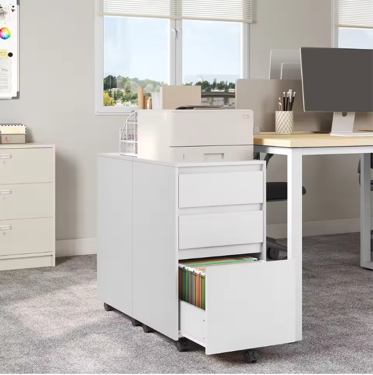 Mobiele Archiefkast met 3 Laden – Verrijdbare Printertafel en amp; Kantooropbergkast
