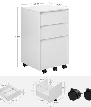 Mobiele Archiefkast met 3 Laden – Verrijdbare Printertafel en amp; Kantooropbergkast