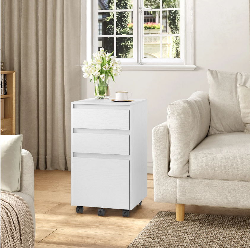 Mobiele Archiefkast met 3 Laden – Verrijdbare Printertafel en amp; Kantooropbergkast