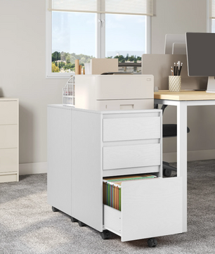 Mobiele Archiefkast met 3 Laden – Verrijdbare Printertafel en amp; Kantooropbergkast