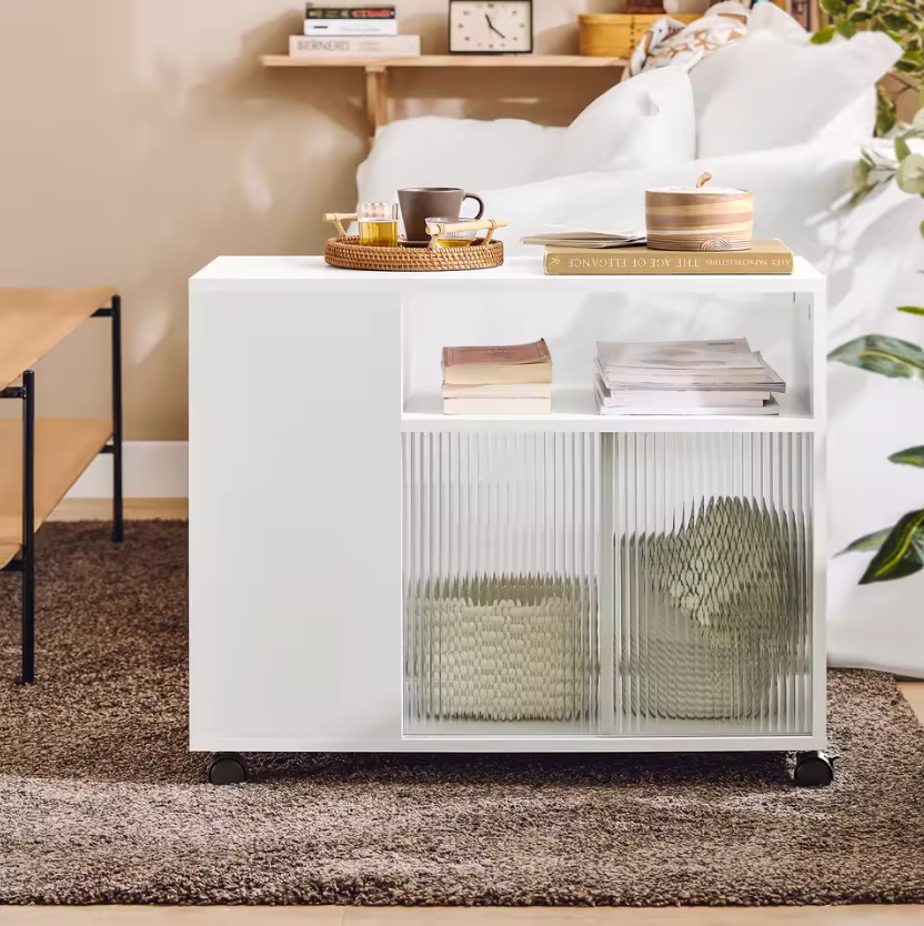 Verrijdbare Archiefkast met Lade en amp; Deuren – Printertafel met Opbergruimte