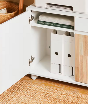 Mobiele Printertafel met Lade en Kast – Opbergmeubel op Wielen voor Kantoor en amp; Thuis