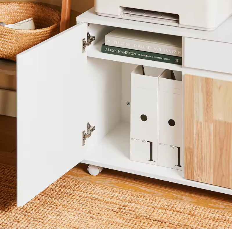 Mobiele Printertafel met Lade en Kast – Opbergmeubel op Wielen voor Kantoor en amp; Thuis
