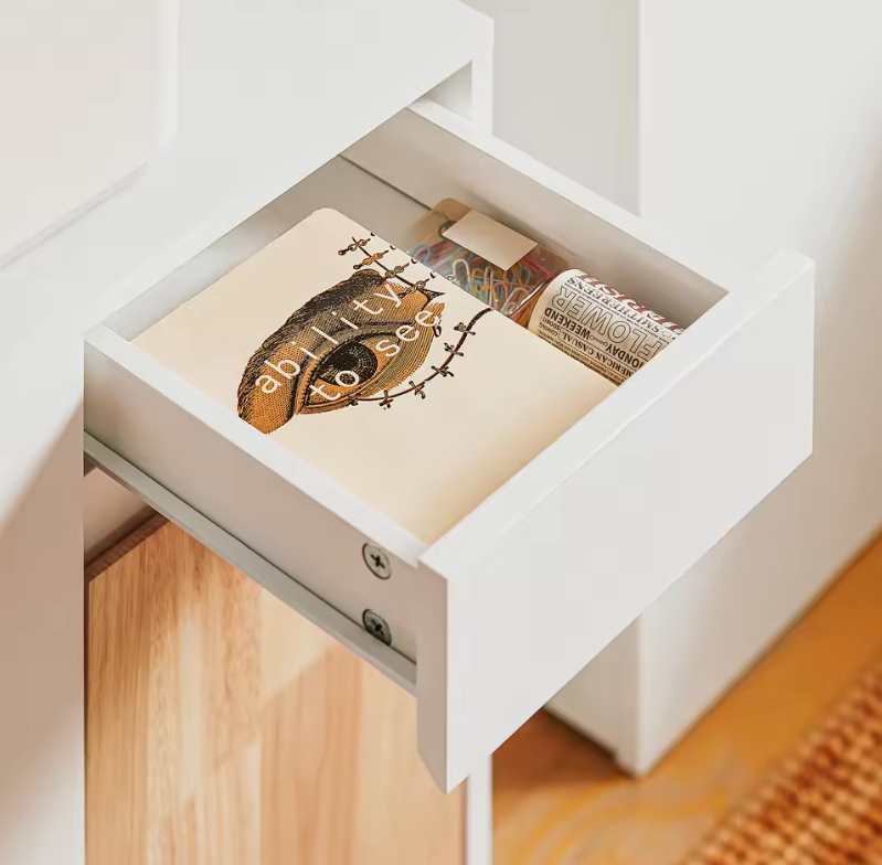 Mobiele Printertafel met Lade en Kast – Opbergmeubel op Wielen voor Kantoor en amp; Thuis