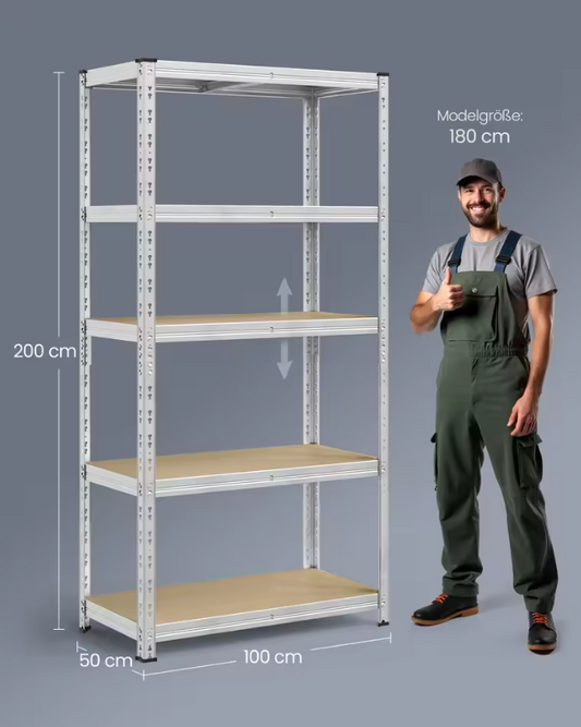 Robuust Opbergrek 50x100x200 cm – 5 Planken – 875 kg Draagkracht