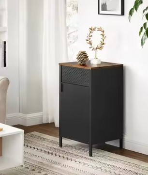 Industriële Metalen Opbergkast – Stalen Dressoir met Houten Deur