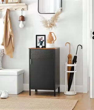 Industriële Metalen Opbergkast – Stalen Dressoir met Houten Deur