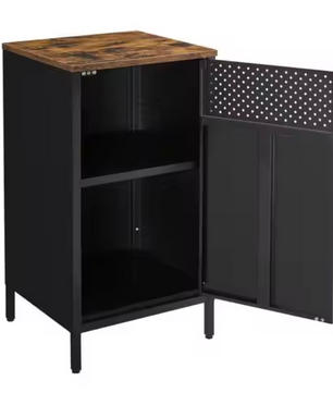 Industriële Metalen Opbergkast – Stalen Dressoir met Houten Deur