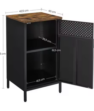 Industriële Metalen Opbergkast – Stalen Dressoir met Houten Deur