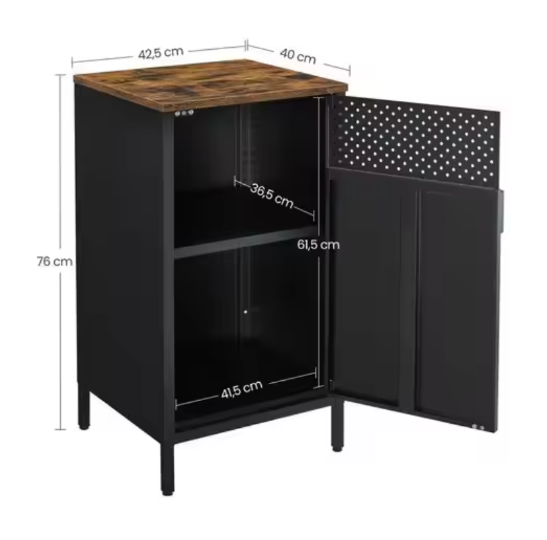 Industriële Metalen Opbergkast – Stalen Dressoir met Houten Deur