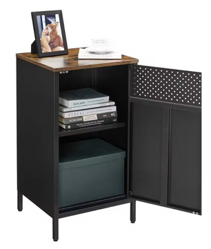 Industriële Metalen Opbergkast – Stalen Dressoir met Houten Deur