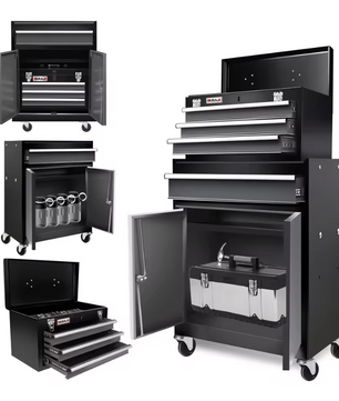 Gereedschapskast met Wielen – 2-in-1 Verrijdbare Gereedschapswagen met Laden en Deuren