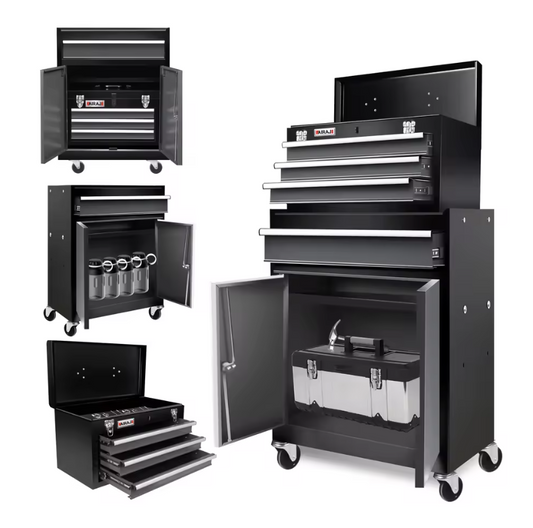 Gereedschapskast met Wielen – 2-in-1 Verrijdbare Gereedschapswagen met Laden en Deuren