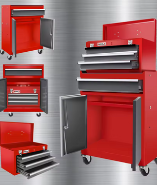 Gereedschapskast met Wielen – 2-in-1 Verrijdbare Gereedschapswagen met Laden en Deuren