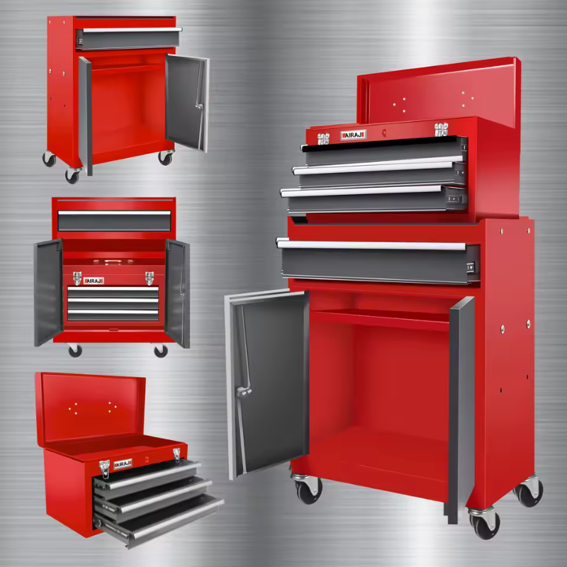 Gereedschapskast met Wielen – 2-in-1 Verrijdbare Gereedschapswagen met Laden en Deuren