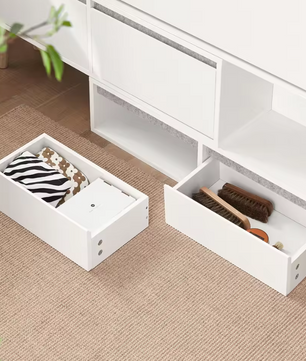 Schoenenbank met 2 Kleppen, 2 Deuren en 2 Lades – Witte Schoenenkast met Zitbank en Wandplank voor Hal en Entree