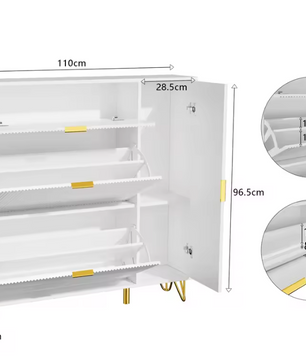 Smal Schoenenrek met 3 Deuren en Lade – Wit, Modern