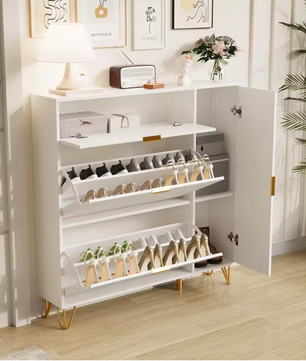 Smal Schoenenrek met 3 Deuren en Lade – Wit, Modern