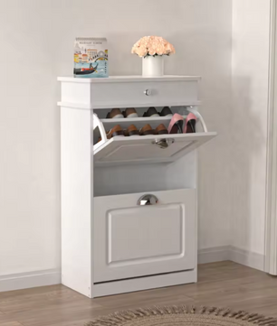 Smal Schoenenrek met 2 Klapdeuren – Witte Schoenenkast